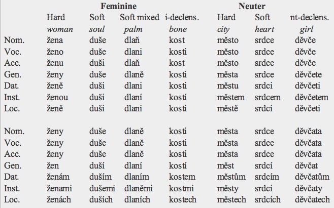 Polish Noun Cases Chart