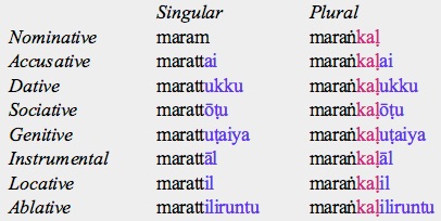 Tamil Verb Conjugation Chart